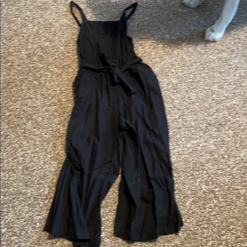 Black Linen Romper with tie